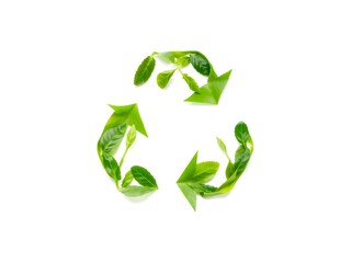 Recycling Leaves Icon on Light Background – Eco-Friendly Concept of Sustainable Production, Eco Plastic, and Green Fuel (AI Generated)