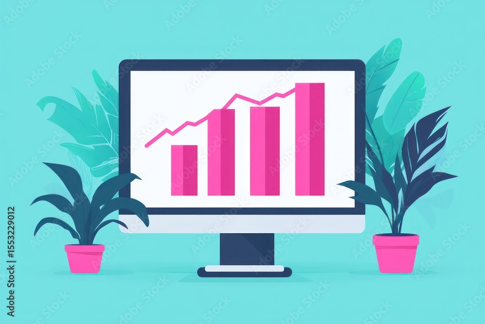 Poster growing bar graph displayed on a computer monitor.