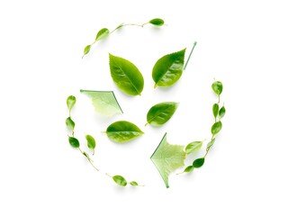 Recycling Leaves Icon on Light Background – Eco-Friendly Concept of Sustainable Production, Eco Plastic, and Green Fuel (AI Generated)