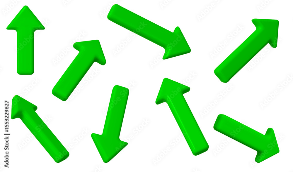 Aufkleber 3d set of green click cursor icon. mouse arrows pointing in different directions. stock vector illus