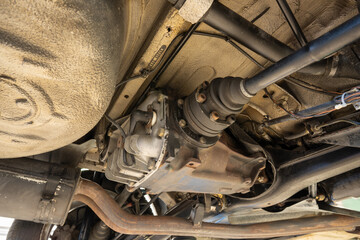 Explore the intricate and complex components of a vehicles underbody with this highly detailed...