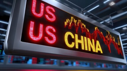 Obraz premium US China Trade War Stock Market Crash. Financial Crisis and Economic Downturn.