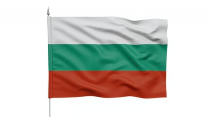 Obraz premium Bulgarian Flag Waving Proudly on a White Background