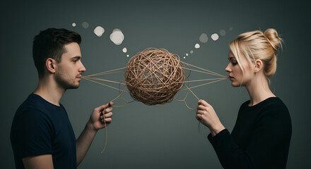 Tangled communication Male female and string sphere