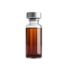 Medical Elixir Amber Fluid In Glass Vial With Silver Cap Science Chemistry on transparent background