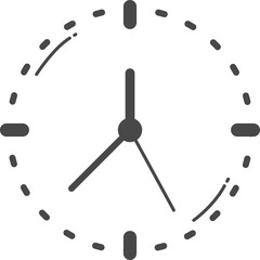 Clock illustration. Dotted line.