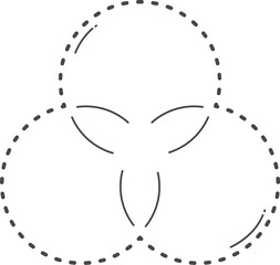 Trefoil shape illustration. Dotted line.