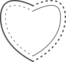Simple drawing of Heart. Dotted line.