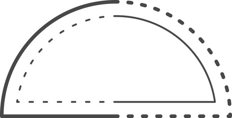 Simple drawing half of circle. Dotted line.