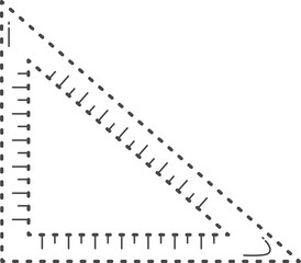 Classroom accessory. Dotted line of triangle ruler.