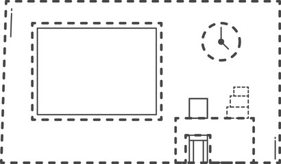 Classroom accessory. Dotted line of classroom.