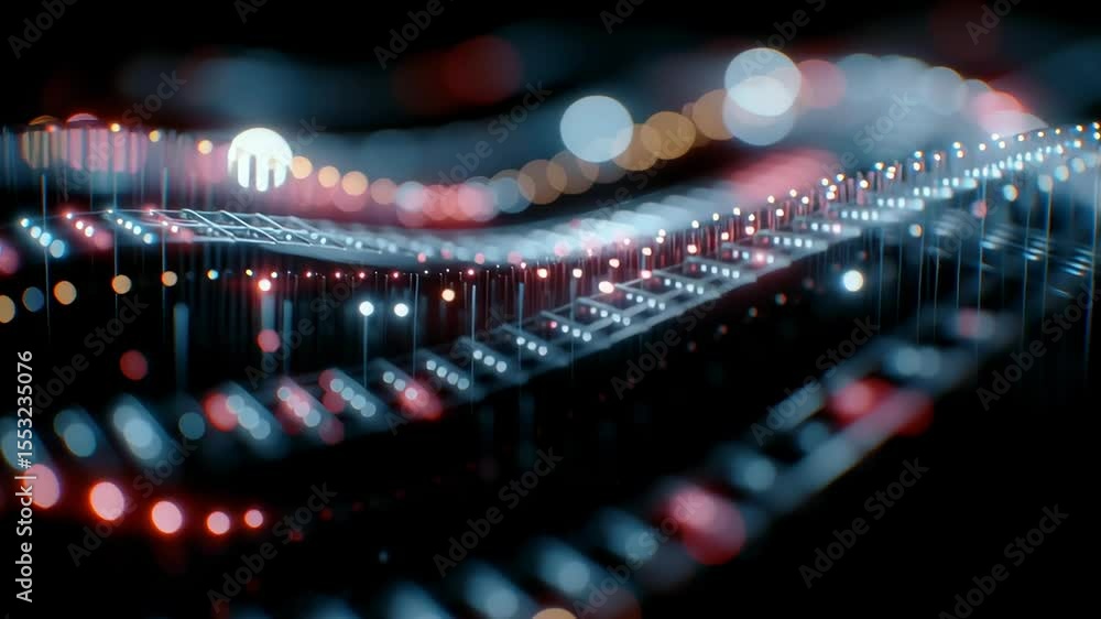 Aufkleber abstract light patterns overlapping in dark background with colorful bokeh effects