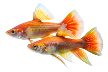 two Molly fish on a white background