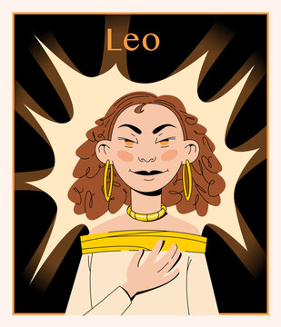 Leo Zodiac Sign Woman. Radiant and Proud Vector Illustration
