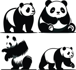 Four Different Styles of Panda Bear Illustrations