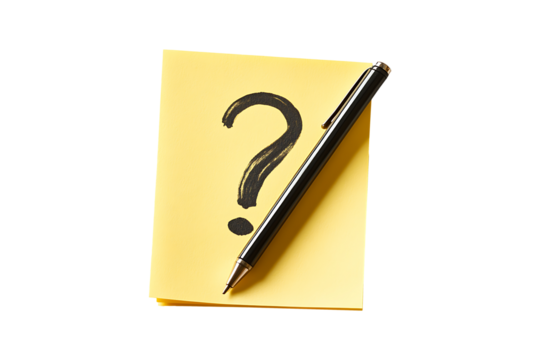 Questions written on yellow notepaper high quality realistic image