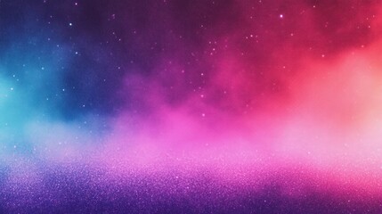 Obraz premium Colorful cosmic background with a gradient of blue, purple, pink, and orange hues filled with sparkling stars and nebula-like mist, evoking a sense of wonder and vastness