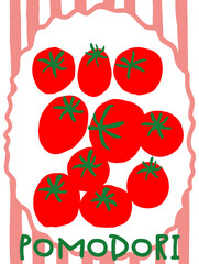 Cute summer Mediterranean posters, cards templates with oranges, tomatoes ,lemon, seafood, sardine fish, crab, shrimp, cocktail and typography design. Trendy summer design for branding, print, decor