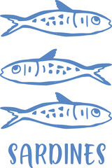 Cute summer Mediterranean posters, cards templates with oranges, tomatoes ,lemon, seafood, sardine fish, crab, shrimp, cocktail and typography design. Trendy summer design for branding, print, decor