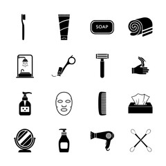 set of black icons of tools