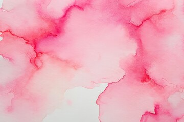 Abstract pink watercolor paint splashes and stains on white image