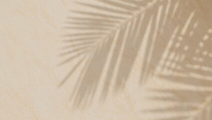 Palm leaf shadows on textured beige surface with subtle light patterns cast