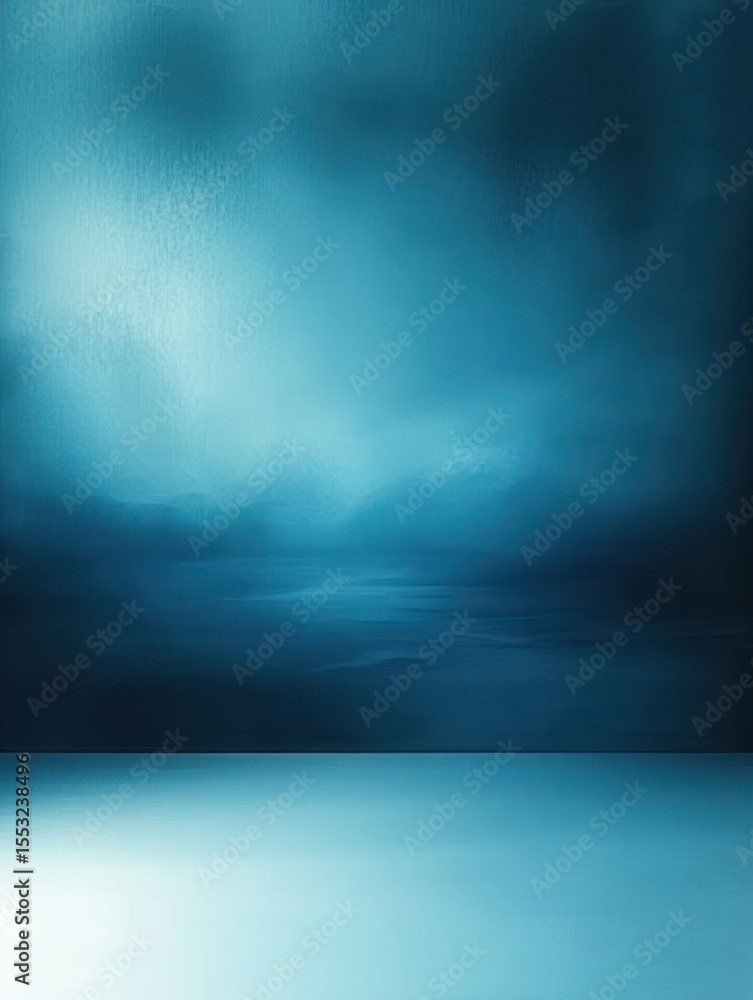 Aufkleber abstract surreal seascape with calm water and cloudy sky in various shades of blue creating a serene