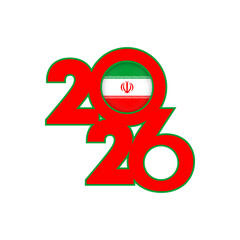 2026 banner with Iran flag inside.