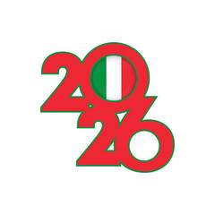 2026 banner with Italy flag inside.