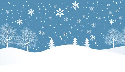 Winter landscape with snow and trees.