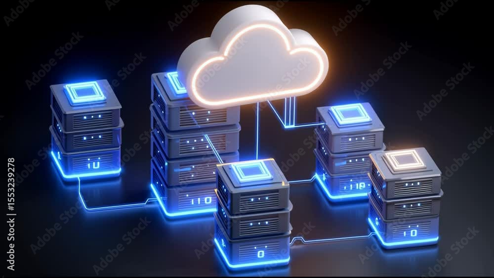 Poster cloud computing technology enhances data storage and management through interconnected servers, impr