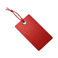 3d realistic red price tag with string isolated on transparent background