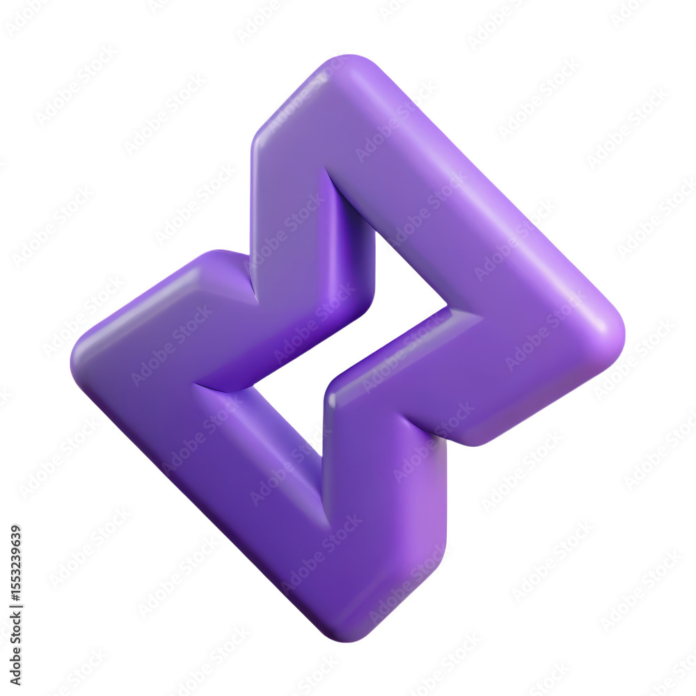Fototapete abstract 3d rendering of interlocking purple geometric shapes on background modern logo design eleme