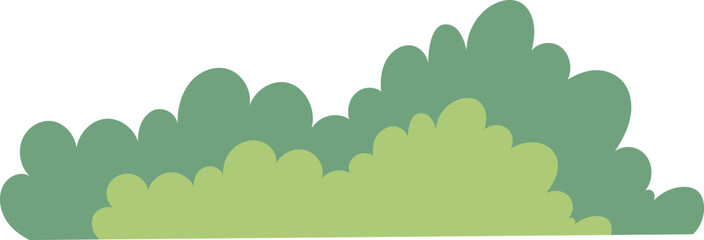 Minimal green bush with soft rounded leaf shapes illustration