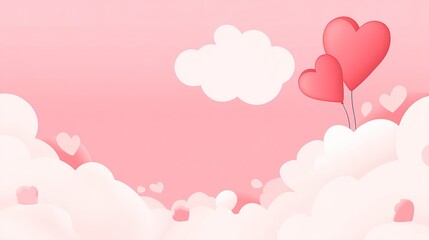 Pink Heart Balloon Cloud Background Design Valentines Day Theme