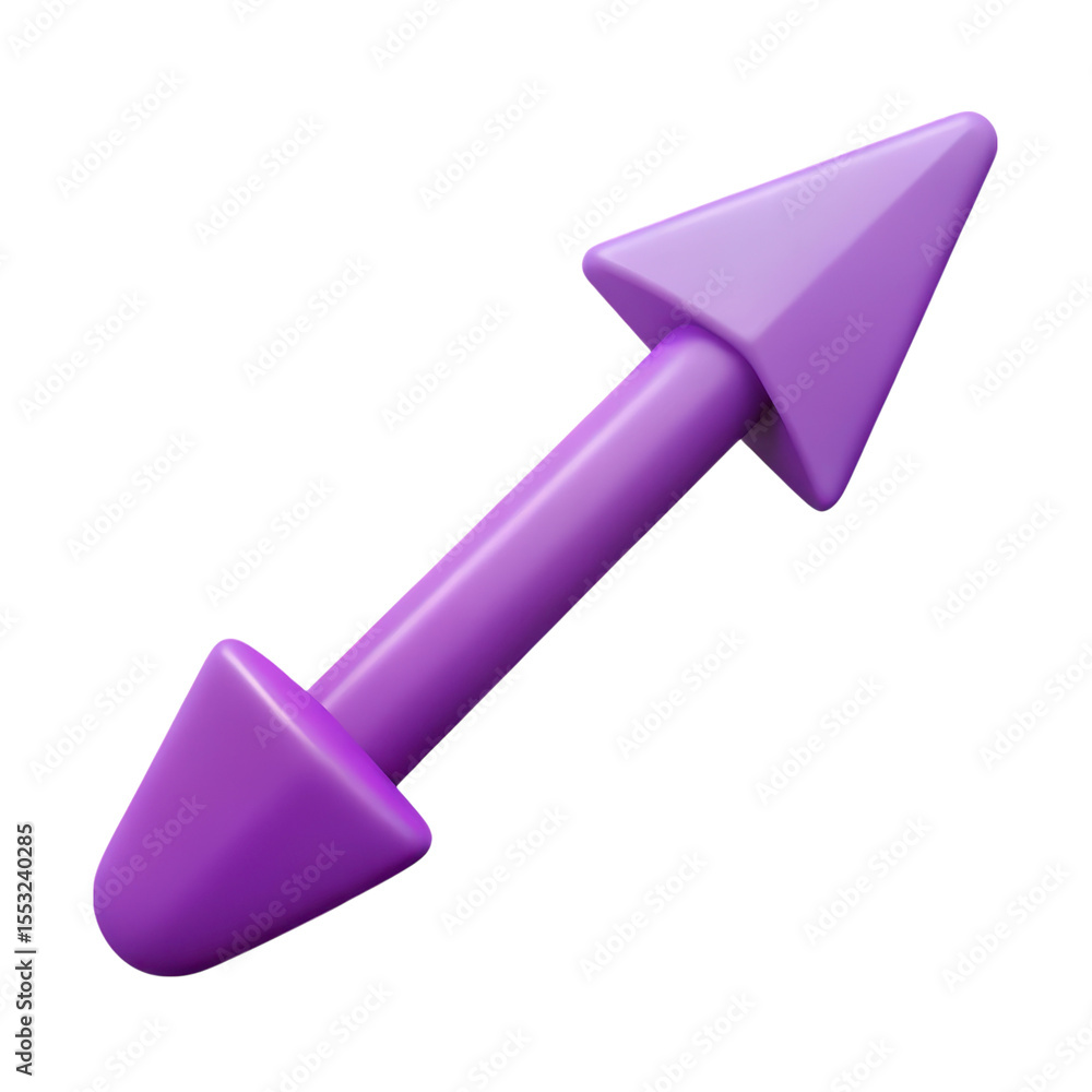 Poster purple 3d arrow pointing upward on background showing directional movement and growth potential in t