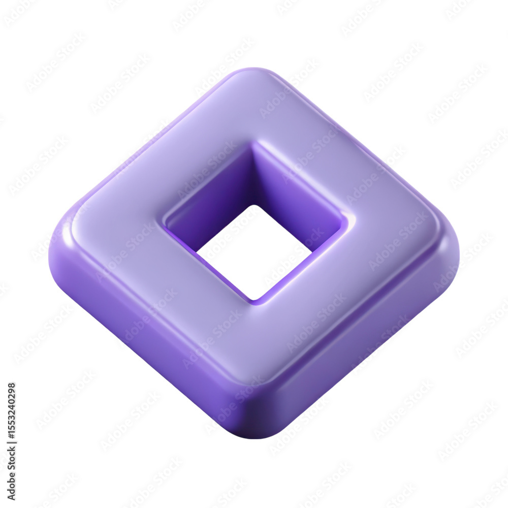 Poster isometric 3d rendered lilac diamond shape on backdrop glossy design modern background abstract art m