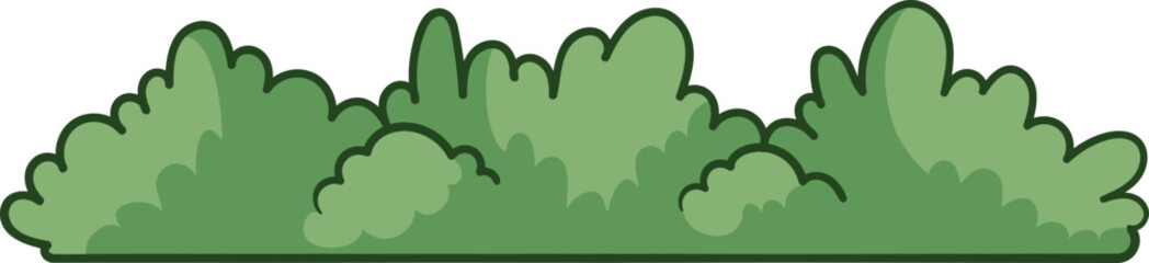 Cartoon green bush with bold outline illustration