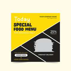 Tasty Food Social Media Template for Burgers.