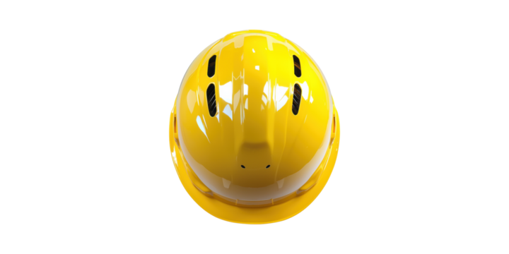 Yellow Safety Helmet. Essential Construction And Industrial Safety Gear Isolated On Transparent Background - Powered by Adobe