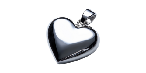 Heart-Shaped Silver Pendant. Symbol Of Love And Elegance Isolated On Transparent Background