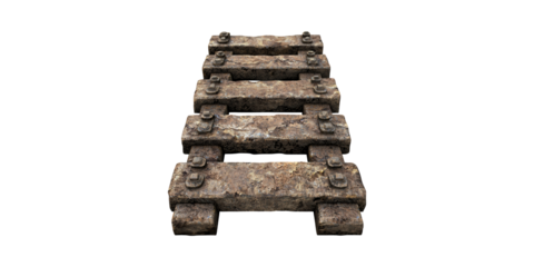 Old Wooden Railroad Tracks. Vintage Transportation Infrastructure Concept Isolated On Transparent Background