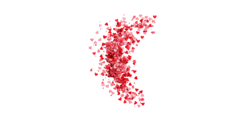 Heart-Shaped Confetti Explosion. Symbol Of Love And Celebration Isolated On Transparent Background