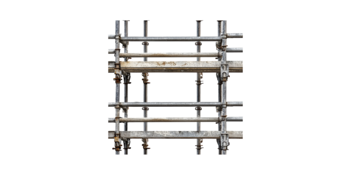 Scaffolding Structure. Construction And Safety Equipment For Building Projects Isolated On Transparent Background