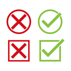 check mark and cross with circle and square lines