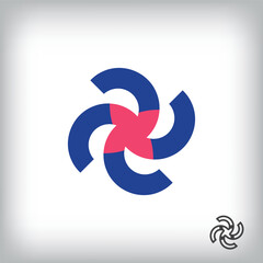 Creative rotating star propeller simple logo design. Vector flat style. Identity design for company.