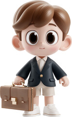 3D Cartoon Handyman Boy in Blue Overalls and Cap Giving Thumbs Up