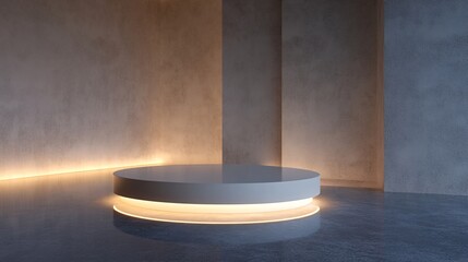 Illuminated 3D Product Display Pedestal with Circular Lighting Setup