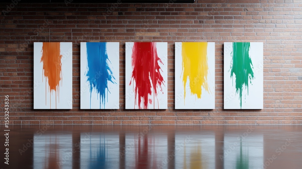 Poster this artwork features vibrant paint splashes on a canvas wall, creating a striking visual that captu