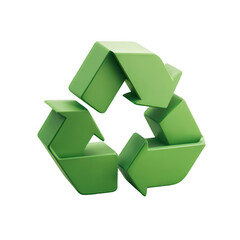 3D stylized green recycle symbol